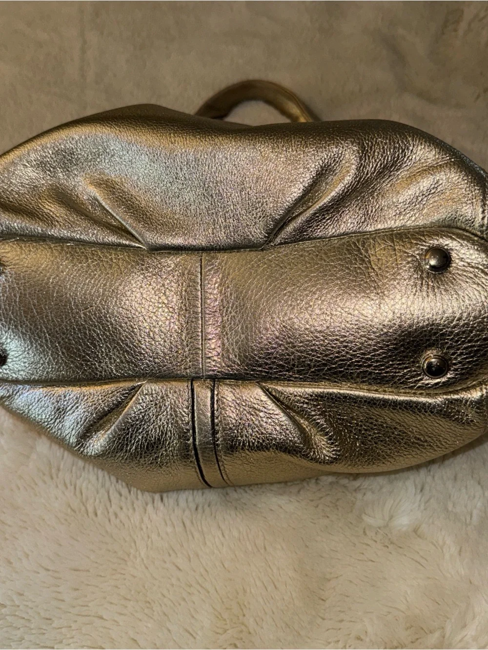 b. makowsky Metallic Gold Leather Shoulder Bag
